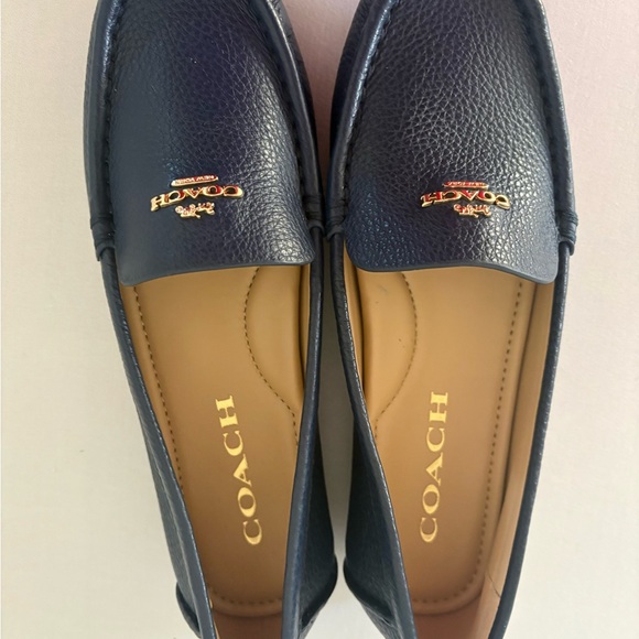 Coach Dark Blue Leather Loafers with Gold Accent - Picture 6 of 10